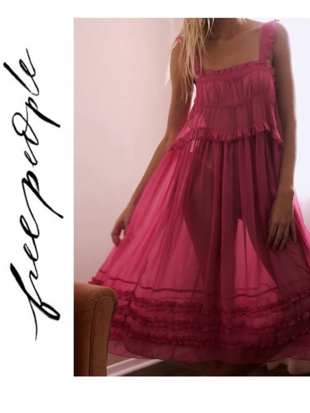 NEW Free people Moon Phase Midi sheer Slip Dress NWOT (RARE COLOR)